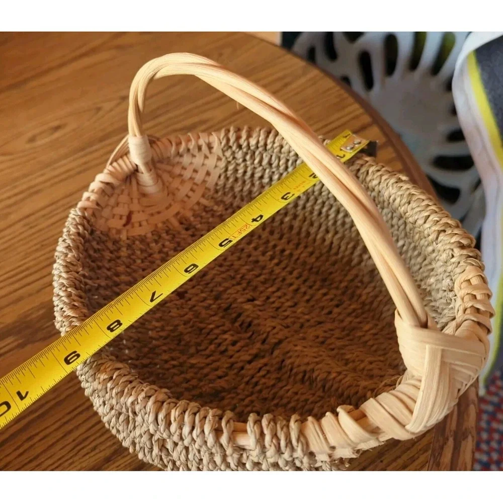 Vintage Buttocks Primitive Gathering Basket Handmade Woven